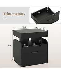 Gymax 2-Piece Nightstand with Charging Station Drawer Sliding Top Storage Tray Open Shelves