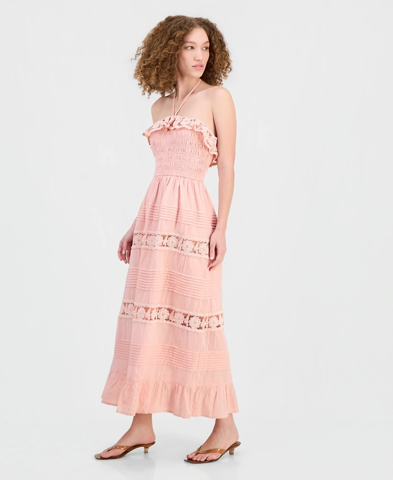 And Now This Women's Cotton Lace-Detail Fit & Flare Maxi Dress, Exclusively at Macy's