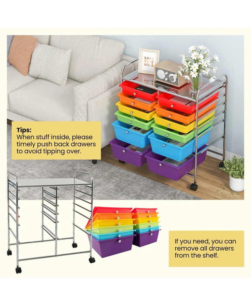 Gouun Rolling Organizer Cart Featuring 12 Removable Storage Drawers