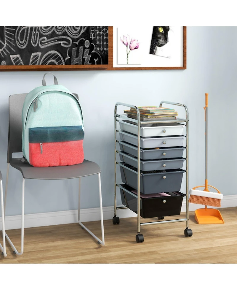 Gouun Compact 6-Drawer Storage Cart on Wheels with Steel Frame