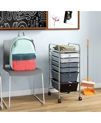 Gouun Compact 6-Drawer Storage Cart on Wheels with Steel Frame