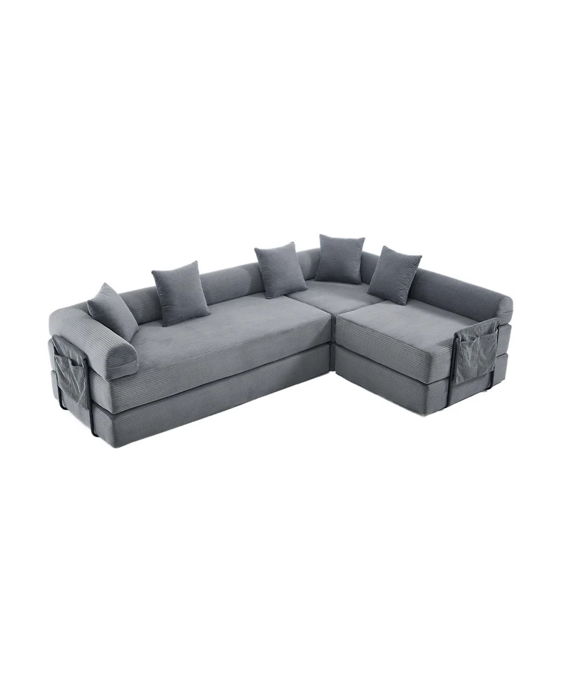 Streamdale Furniture Convertible Folding Sofa Bed with Pillow Back Handrail, Cloud Mattress Sofa
