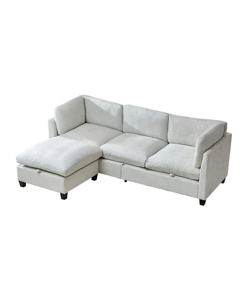Streamdale Furniture Chenille 96.5" Sectional Sofa with Ottoman