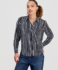 I.n.c. International Concepts Petite Striped Button-Up Shirt, Macy's Exclusive