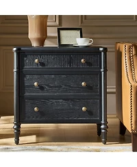 Hulala Home Kaybri Transitional 28"W 3-Drawer Fluted Solid End Table with Built-in Power Outlets