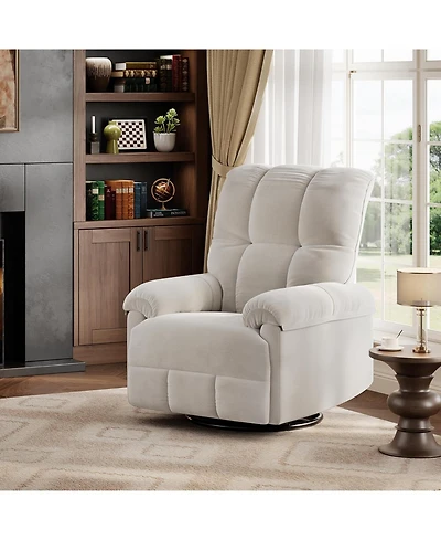 gaomon Manual Recliner Chair,360 Swivel Rocker Glider Recliner with Padded Armrests, Modern Chenille Upholstered Reclining Chair for Living Room.
