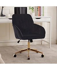 Flynama Gold Base Ergonomic Adjustable Swivel Office Chair,Comfort Long Sitting Chair
