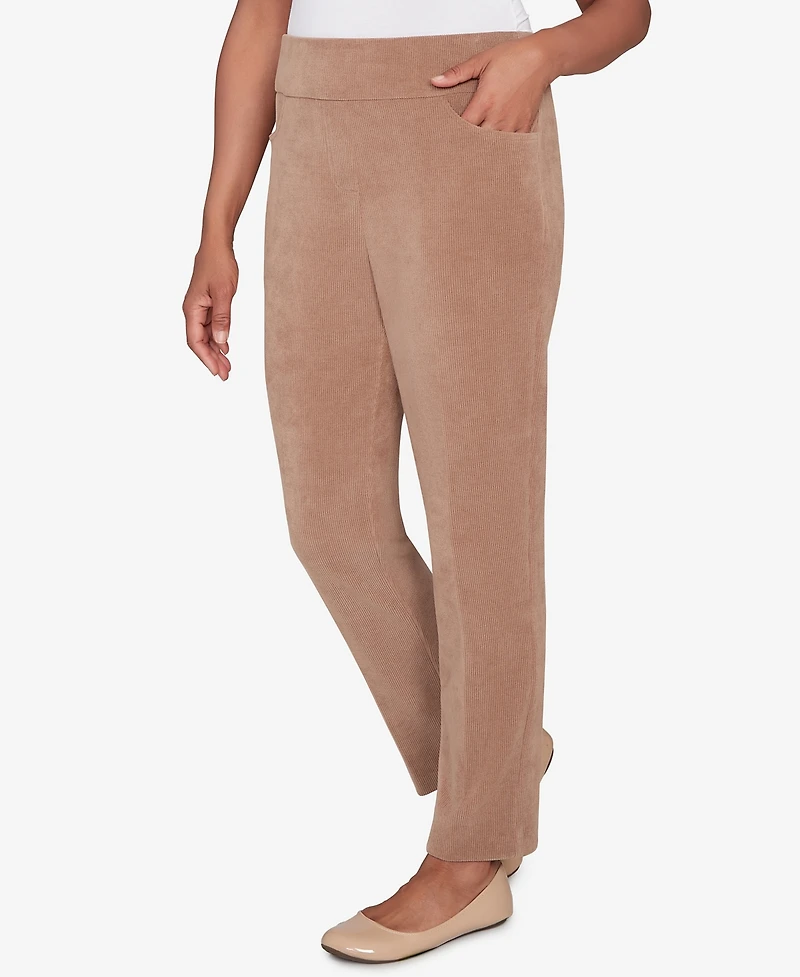 Alfred Dunner Petite Vienna Allure Fit Pull-On Knit Corduroy Average Length Pants