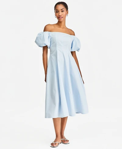 On 34th Women's Off-The-Shoulder Puff-Sleeve Midi Dress, Exclusively at Macy's