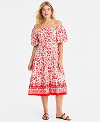 On 34th Women's Off-The-Shoulder Puff-Sleeve Midi Dress, Exclusively at Macy's