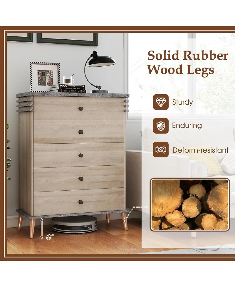 Sugift Farmhouse Chest Dresser of Drawers Tall Storage Organizer.