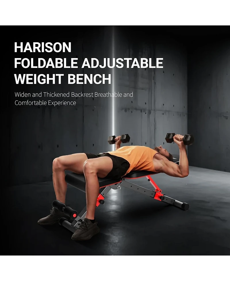 Harison Adjustable Weight Bench with Leg Extension and Preacher Pad, 800 lbs Capacity (Hrm-608G)