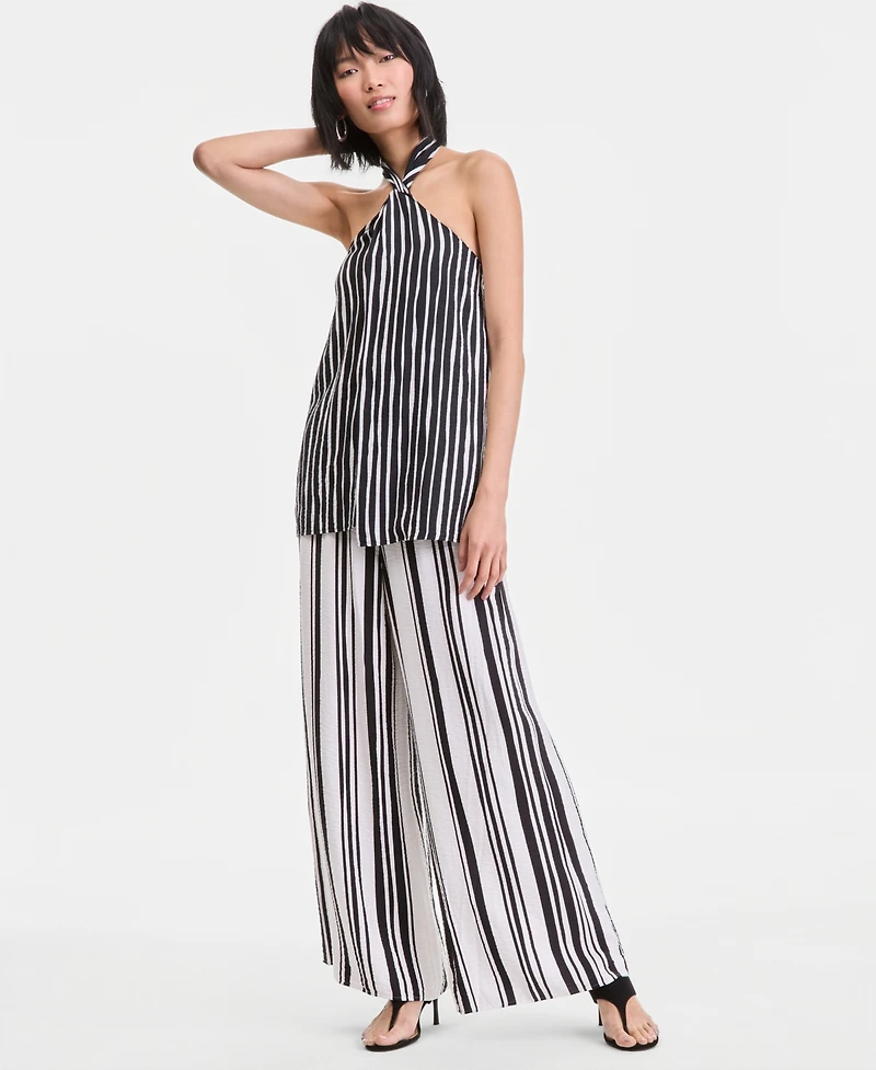 I.n.c. International Concepts Women's Striped Twist Front Halter Top Macy's Exclusive