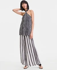 I.n.c. International Concepts Women's Striped Twist Front Halter Top Macy's Exclusive
