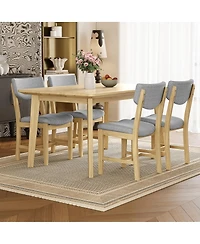 Streamdale Furniture Rustic 5-Piece Dining Set Solid Wood Table and 4 Upholstered Chairs