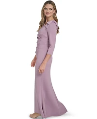 Jessica Howard Women's Asymmetrical Neck Side Tuck Ball Gown