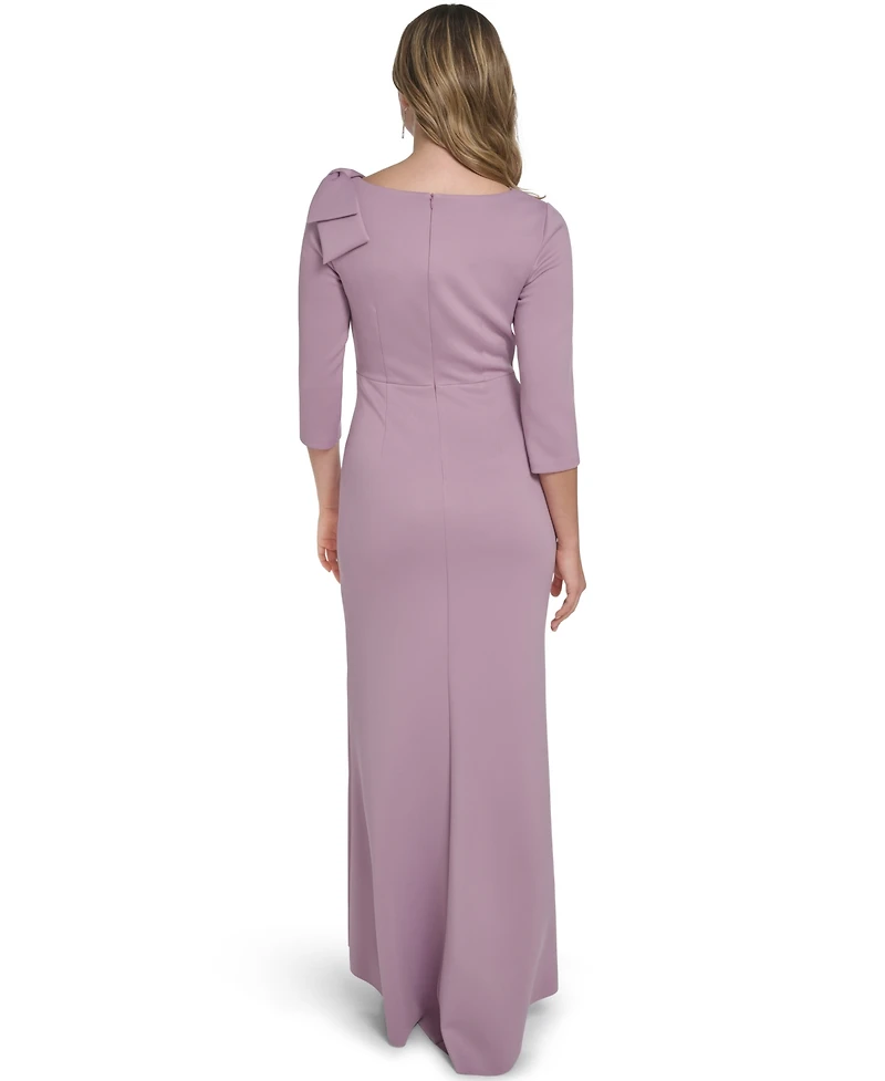 Jessica Howard Women's Asymmetrical Neck Side Tuck Ball Gown