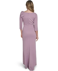 Jessica Howard Women's Asymmetrical Neck Side Tuck Ball Gown