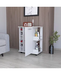 Flynama Woodland Bar Cart with Casters, Wine Rack and Open Shelf, Rolling Serving Cart