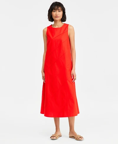 On 34th Women's Linen-Blend Diagonal Seam Midi Dress, Macy's Exclusive