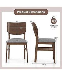 Gouun Farmhouse Upholstered Kitchen Chairs Set of 2, Linen Fabric, Rubber Wood Frame