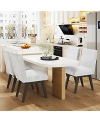 Gouun Flannel Upholstered Dining Chairs Set of 2 with Channel Tufted Back and Rubber Wood Frame