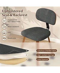 Gouun Chenille Upholstered Dining Chairs Set of 2 with Bentwood Legs and Ergonomic Backrest