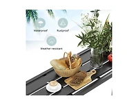 Lucky One 48/55 Inch Outdoor Bar Table with Slatted Top and Metal Frame