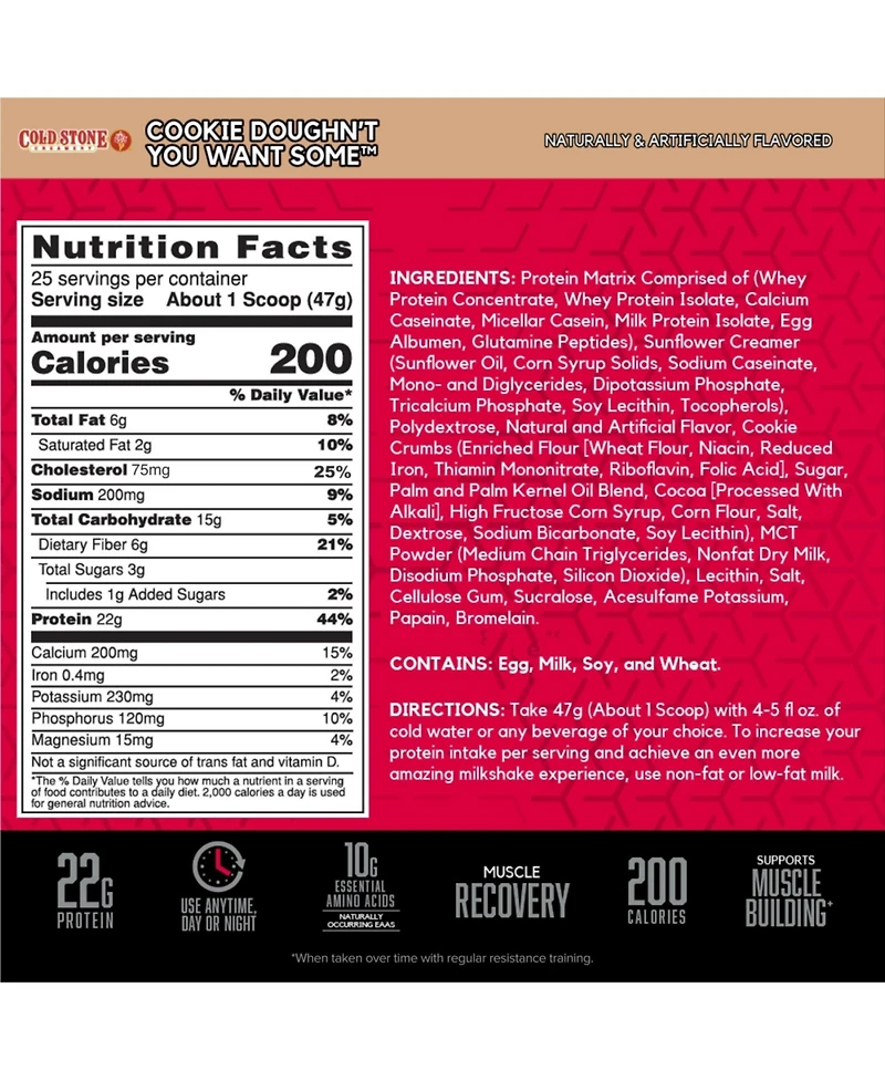 Bsn Syntha-6 Cold Stone Creamery, Cookie Doughn't You Want Some, 2.59 lb 1.17 kg