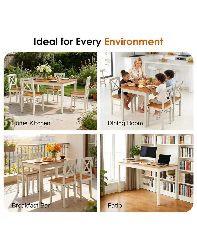 Streamdale Furniture 5-Piece Solid Rubberwood Kitchen Dining Sets