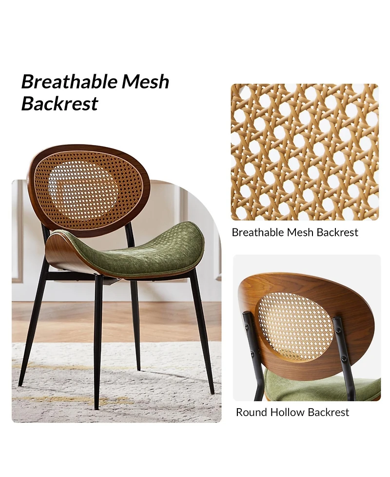 Hulala Home Pateley Mid-Century Modern Rattan Dinning Chair
