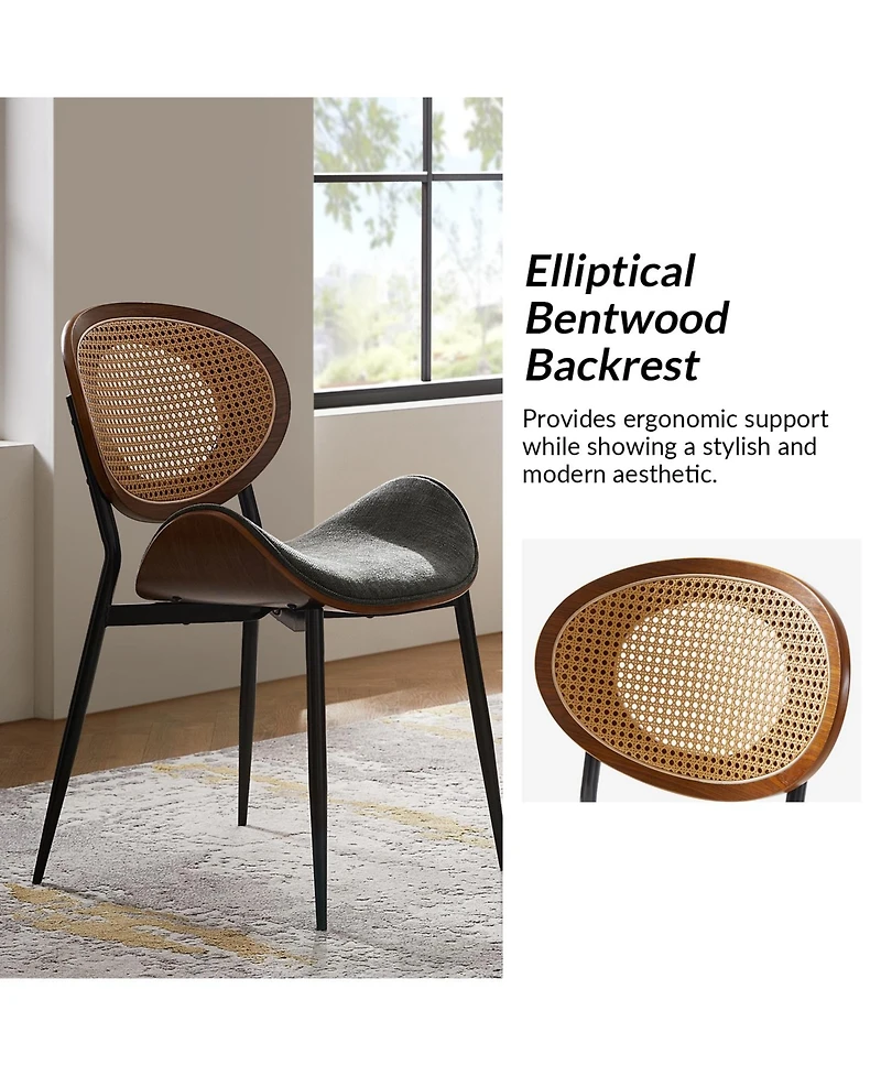 Hulala Home Pateley Mid-Century Modern Rattan Dinning Chair