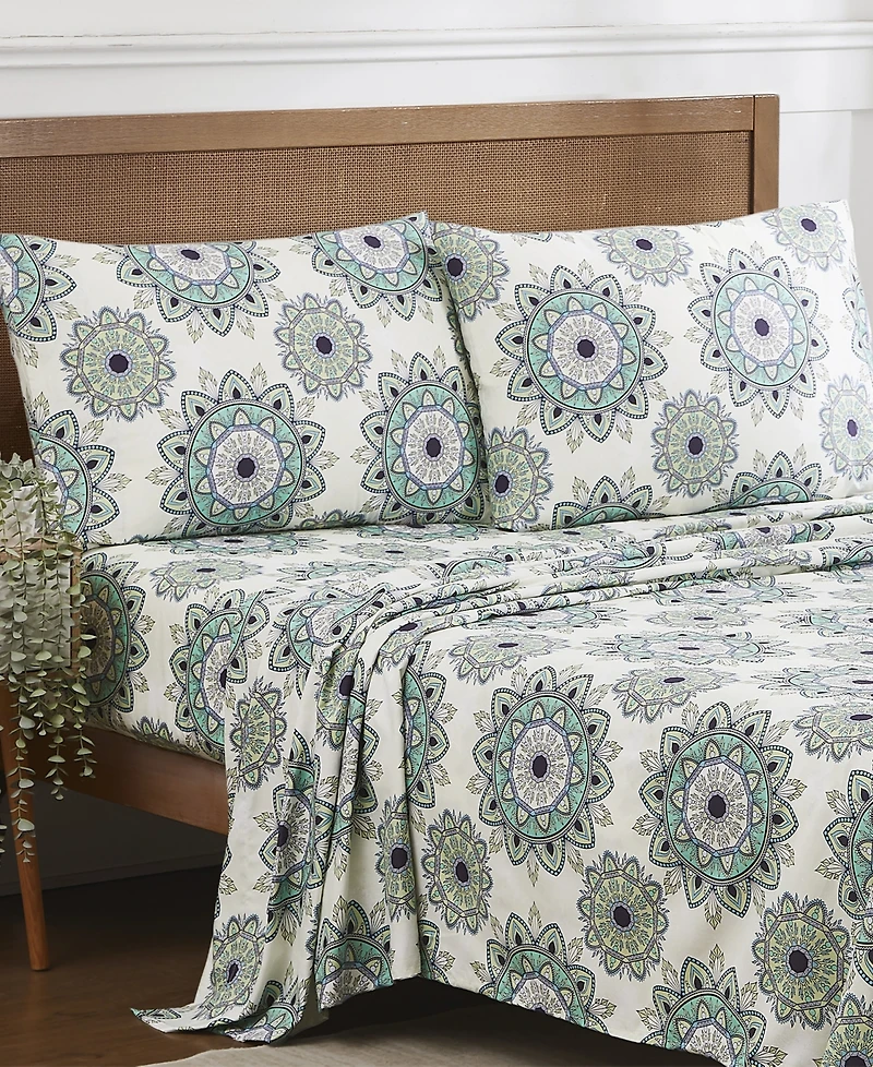 Sweet Home Collection Printed Double Brushed 1500-Thread Count Soft Microfiber -Pc. Sheet Set