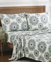 Sweet Home Collection Printed Double Brushed 1500-Thread Count Soft Microfiber -Pc. Sheet Set