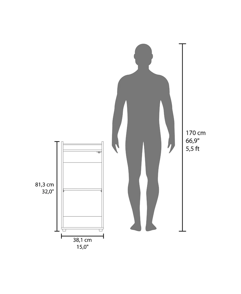 Flynama Minibar Cabinet with 2 Doors, Open Shelf and Compact Design