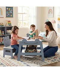 Gouun 5-in-1 Toddler Table and 2 Chairs with Reversible Chalkboard Whiteboard