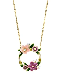 Lali Jewels Pink Mother of Pearl (7/10 ct. t.w.), Multi Gemstone (1-1/20 ct. t.w.) and Diamond (1/20 ct. t.w.) Necklace in 14k Yellow Gold