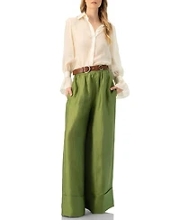 Ivonne Women's See-Through Long Sleeve Shirt With Wide Cuffs