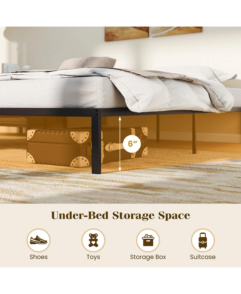 Sugift Queen Size Metal Bed Frame Heavy Duty Support Slats Mattress Foundation