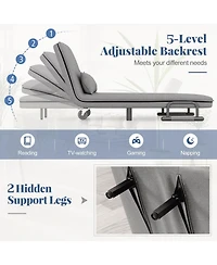 Sugift 3-in-1 Convertible Sofa Bed with 5-Position Adjustable Backrest and Lumbar Pillow