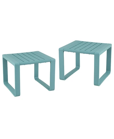 Gouun Adirondack Outdoor Side Table Set of 2 with Slatted Top and U-Shaped Base