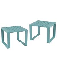 Gouun Adirondack Outdoor Side Table Set of 2 with Slatted Top and U-Shaped Base