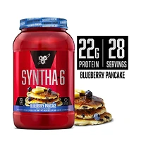 Bsn Syntha-6 Premium Protein Powder, Whey Protein, Micellar Casein, Milk Protein Isolate Blend, 5g Fat, Blueberry Pancake, 28 Servings