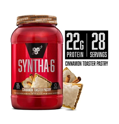 Bsn Syntha-6 Premium Protein Powder, Whey Protein, Micellar Casein, Milk Protein Isolate Blend, 5g Fat, Cinnamon Toaster Pastry, 28 Servings