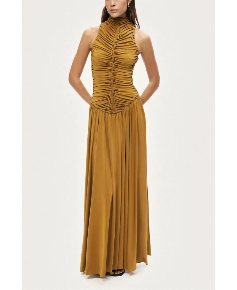 Nocturne Women's Ruched High-Neck Maxi Dress