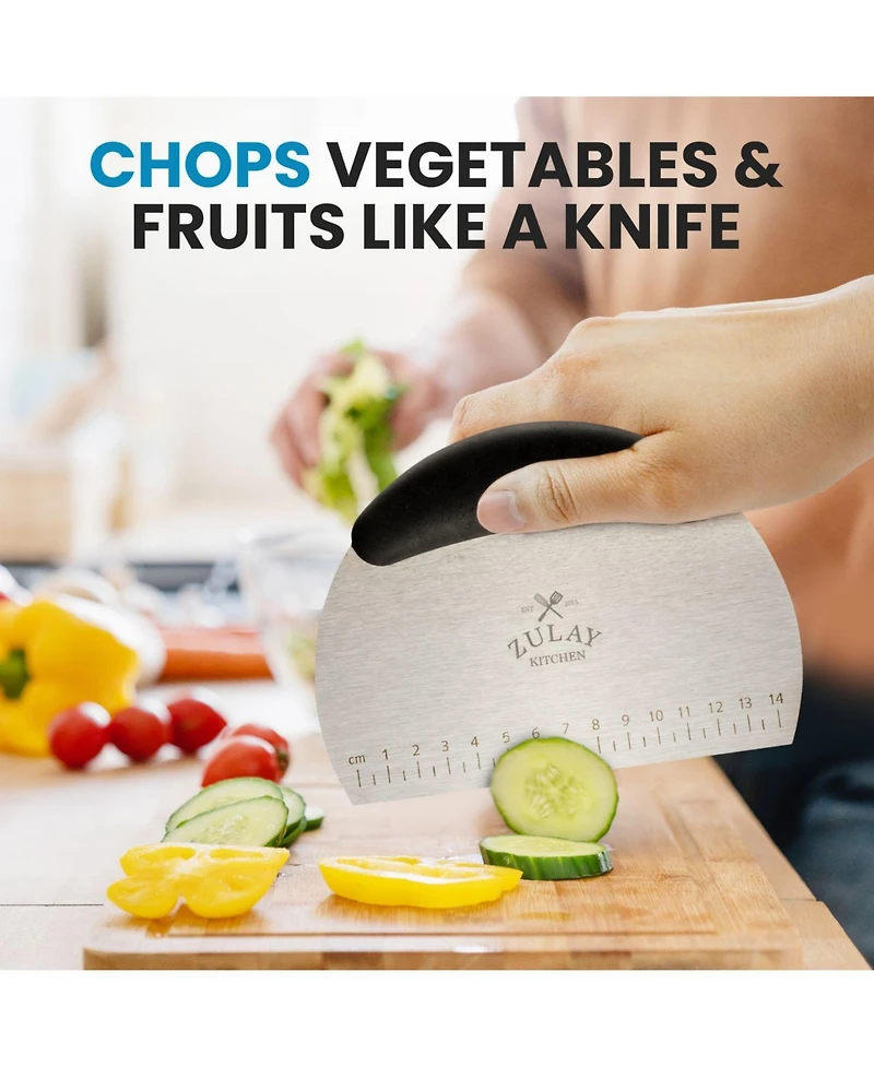 Zulay Kitchen Multi-purpose Bench Scraper And Chopper - Round