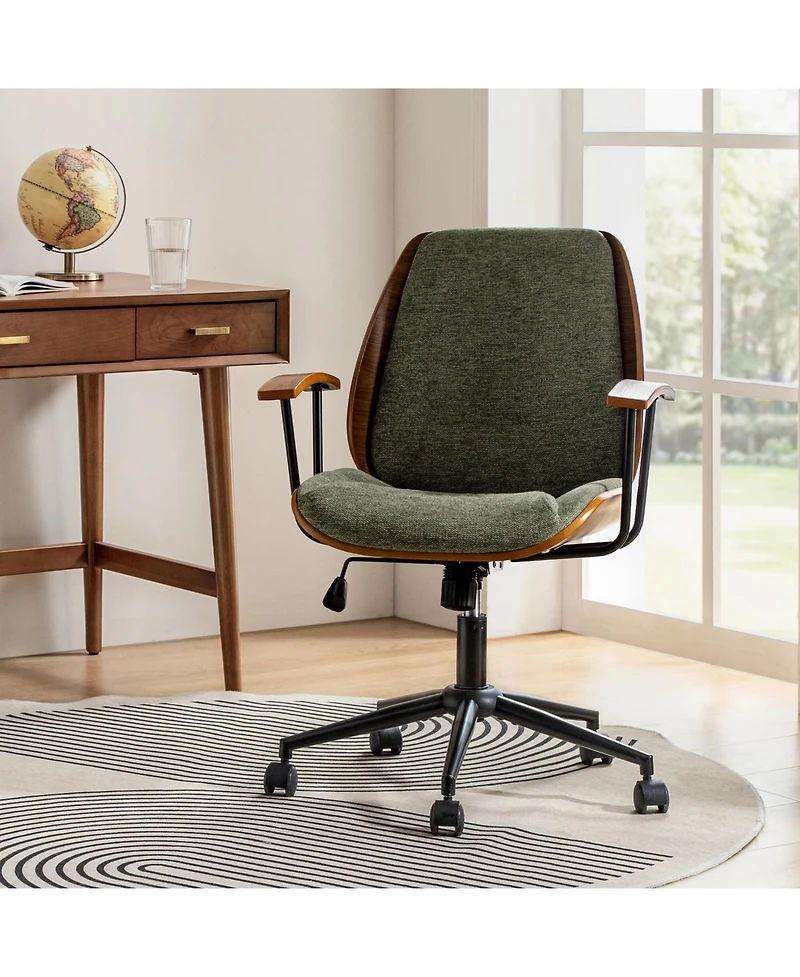 Hulala Home Oswina 37.75"H Modern Tilting Upholstered Solid Wood Office Chair with Bent