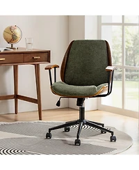 Hulala Home Oswina 37.75"H Modern Tilting Upholstered Solid Wood Office Chair with Bent