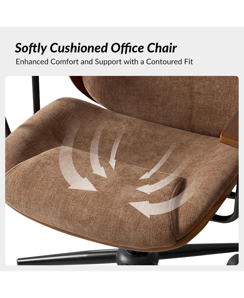 Hulala Home Oswina 37.75"H Modern Tilting Upholstered Solid Wood Office Chair with Bent