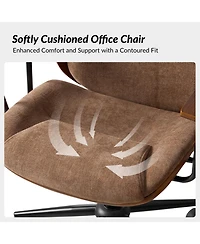 Hulala Home Oswina 37.75"H Modern Tilting Upholstered Solid Wood Office Chair with Bent